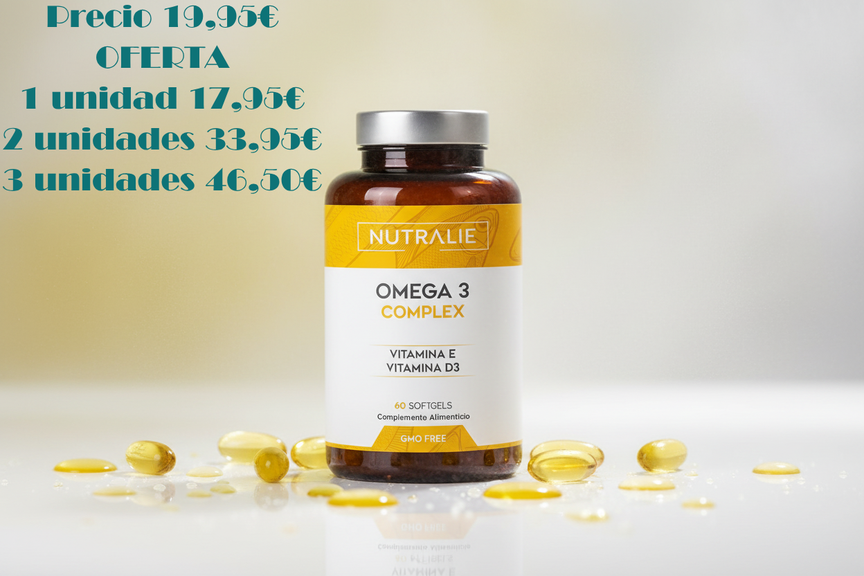 Omega 3 EPA DHA – Corazón y Cerebro – Memoria, Visión y Sistema Inmunitario – Con Vitamina D3 y E – 60 Softgels Nutralie
