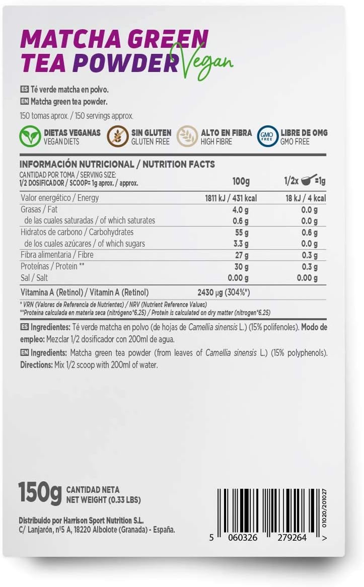 HSN Extracto de Té Verde (8:1) en Polvo 150g - Matcha Green Tea