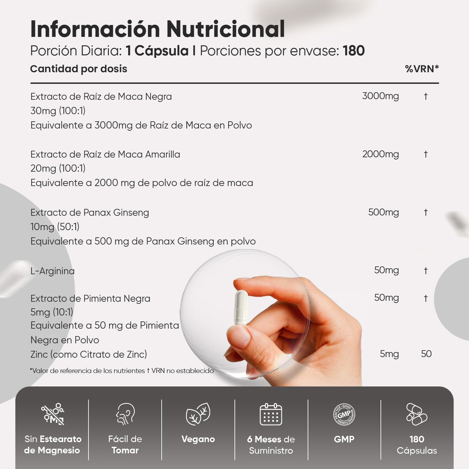 WeightWorld Maca Negra Complex 5550mg con Ginseng, L-Arginina y Zinc - 180 Cápsulas