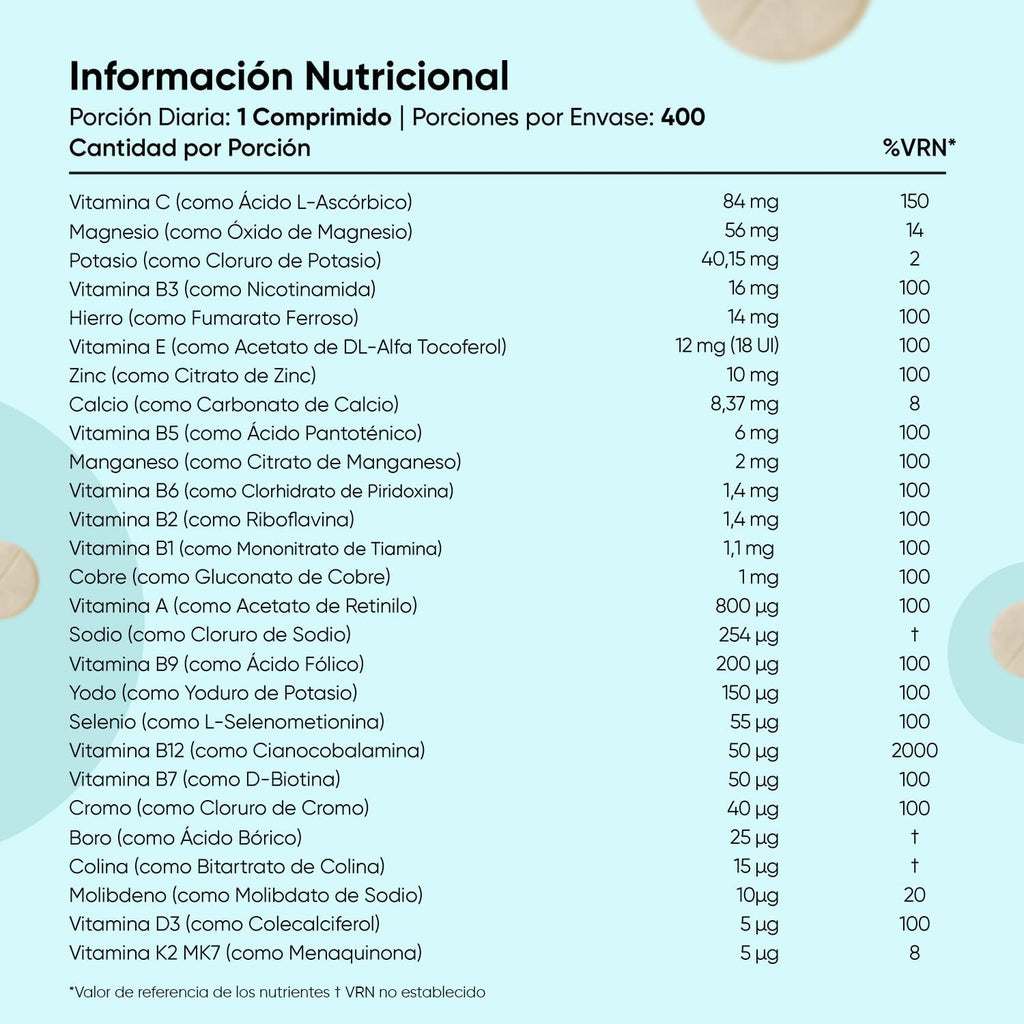 WeightWorld Multivitaminas y Minerales Completo - 27 Ingredientes - 400 Comprimidos