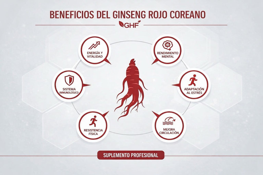GHF Korean Red Ginseng 500mg Panax Ginseng - 90 Capsules Energy and Vitality