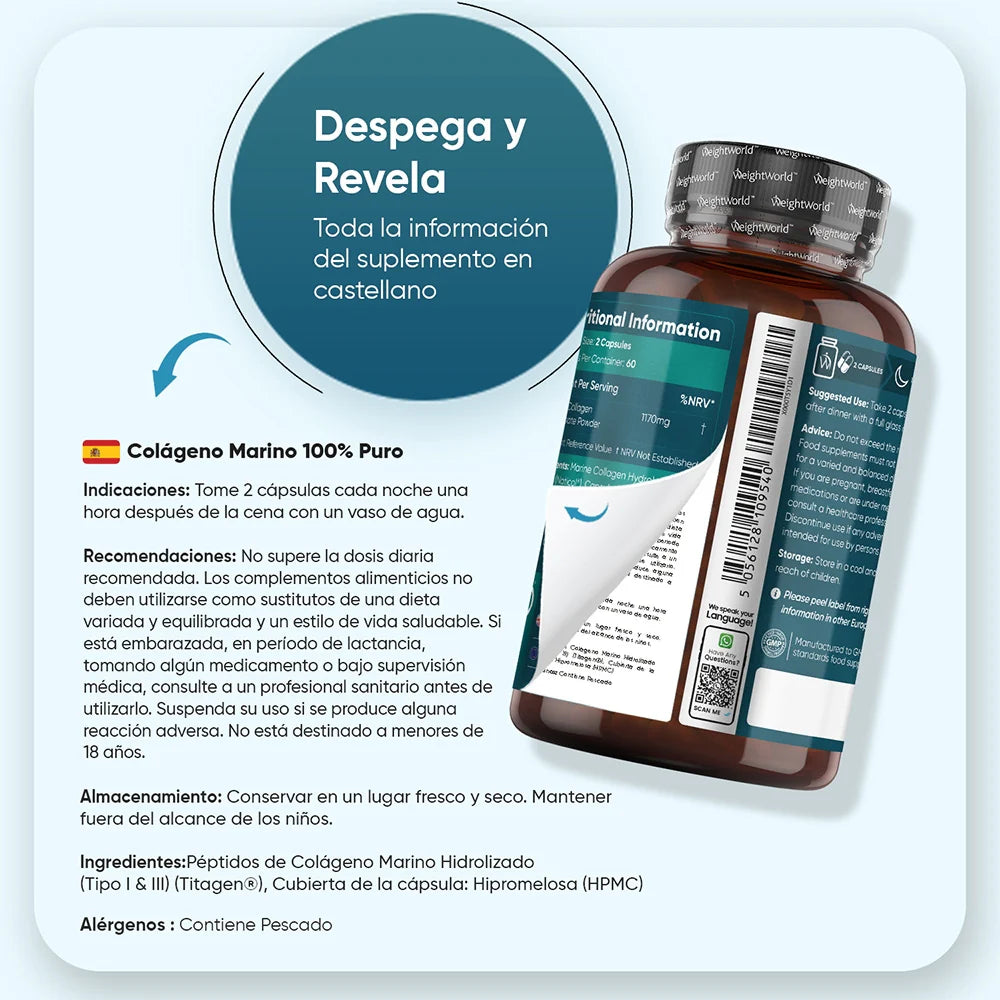 Colágeno Marino WeightWorld - Instrucciones y alérgenos