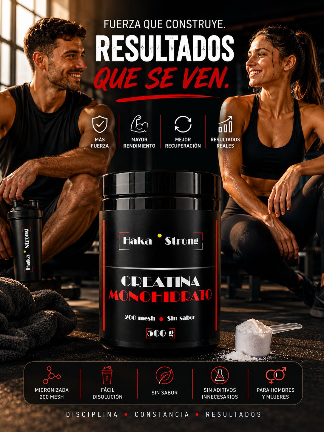 Pack Fitness - Deporte Completo - Creatina Monohidrato 500 g + Pre-Workout Mix 520 g + Magnesio Bisglicinato con Vitamina B6 120 cápsulas