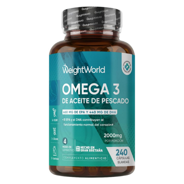 WeightWorld Omega 3 de Aceite de Pescado 2000mg - 660mg EPA 440mg DHA - 240 Cápsulas