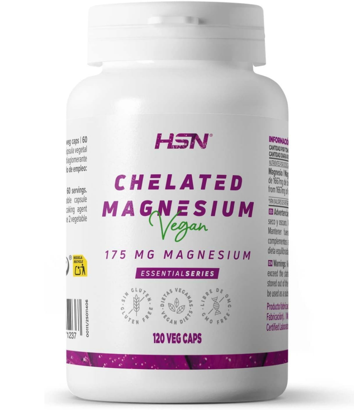 HSN Bisglicinato de Magnesio (175mg Magnesio) - 120 Cápsulas Veganas