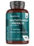 WeightWorld Multivitaminas y Minerales Completo - 27 Ingredientes - 400 Comprimidos