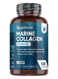 WeightWorld Colágeno Marino Hidrolizado Tipo I y III con Ácido Hialurónico, Vitamina C y CoQ10 - 120 Cápsulas