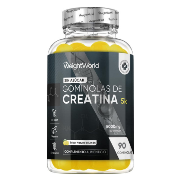 WeightWorld Gominolas de Creatina 5000mg Sabor Limón - Sin Azúcar - 90 Gominolas