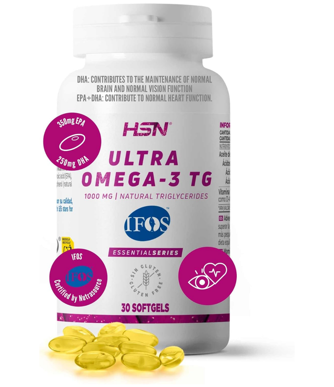 HSN Ultra Omega-3 TG IFOS 1000mg - 30 Perlas (Certificado 5 Estrellas)