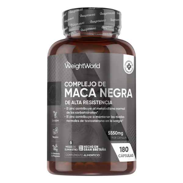 WeightWorld Maca Negra Complex 5550mg con Ginseng, L-Arginina y Zinc - 180 Cápsulas