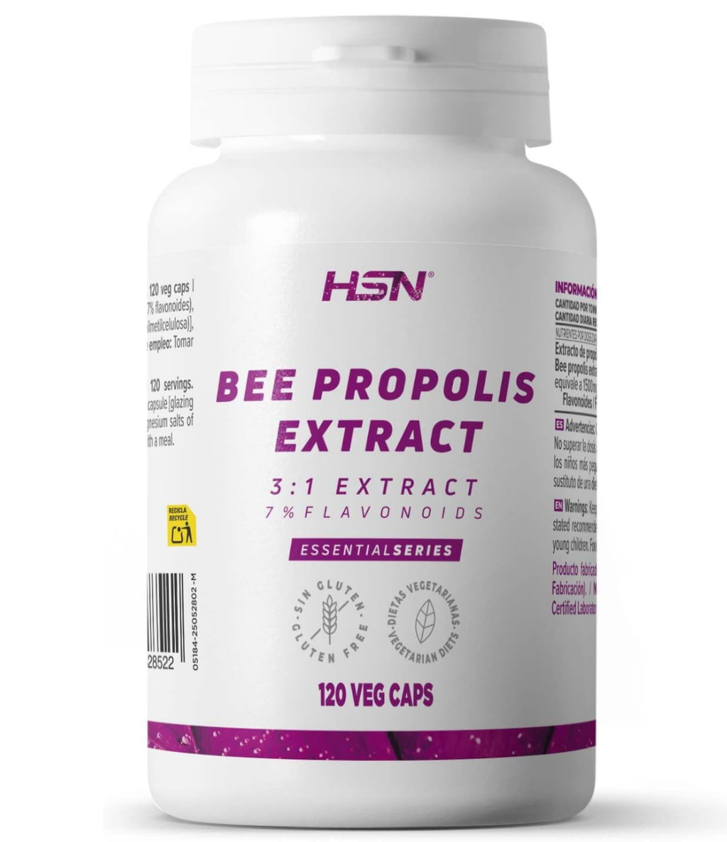 HSN Extracto de Propóleo de Abeja (3:1) 500mg - 120 Cápsulas Veganas