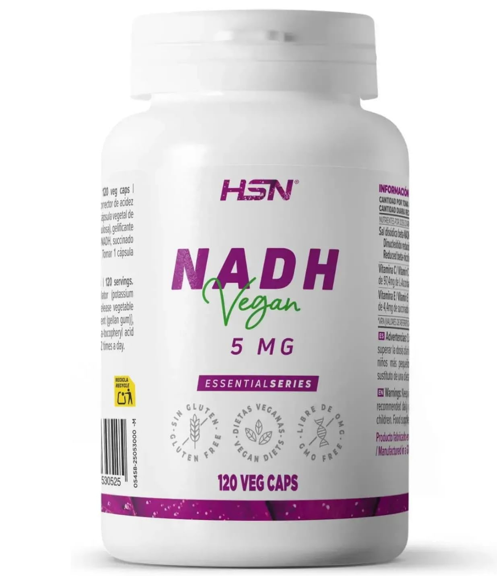 HSN NADH 5mg - 120 Cápsulas Veganas con Vitaminas C y E