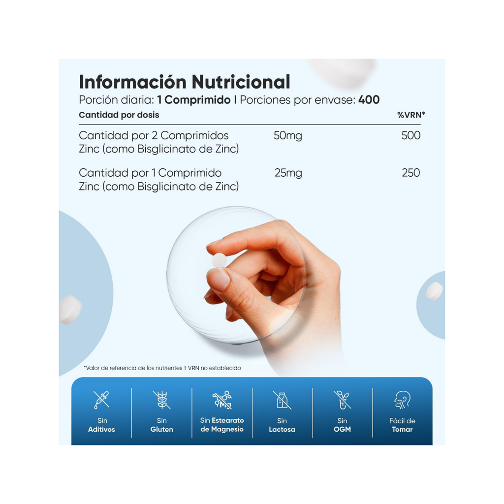 WeightWorld Bisglicinato de Zinc 50mg - 400 Comprimidos