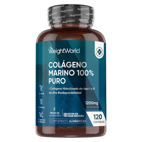 WeightWorld Colágeno Marino Hidrolizado 100% Puro 1200 mg - 120 Cápsulas