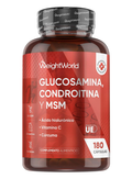 WeightWorld Glucosamina, Condroitina y MSM con Ácido Hialurónico, Vitamina C y Cúrcuma - 180 Cápsulas