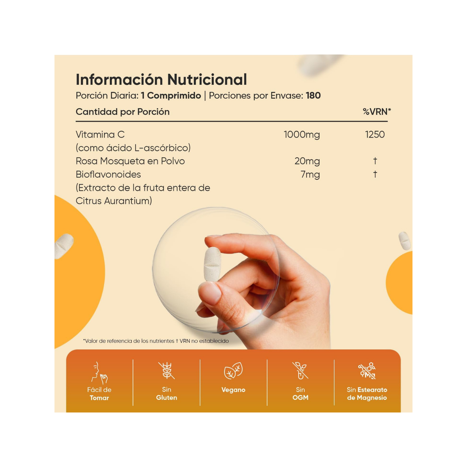 WeightWorld Vitamina C 1000mg con Rosa Mosqueta y Bioflavonoides - 180 Comprimidos