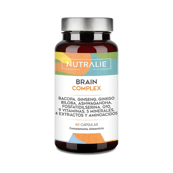 Brain Complex | Bacopa, Ginseng, Ginkgo, Ashwagandha, Fosfatidilserina, Q10 | 60 Cápsulas | Nutralie