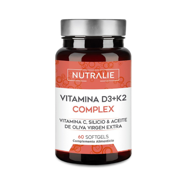 Vitamina D3 + K2 – Huesos Fuertes y Sistema Inmunitario – Alta Absorción de Calcio – Con Vitamina C – 60 Cápsulas Blandas Nutralie