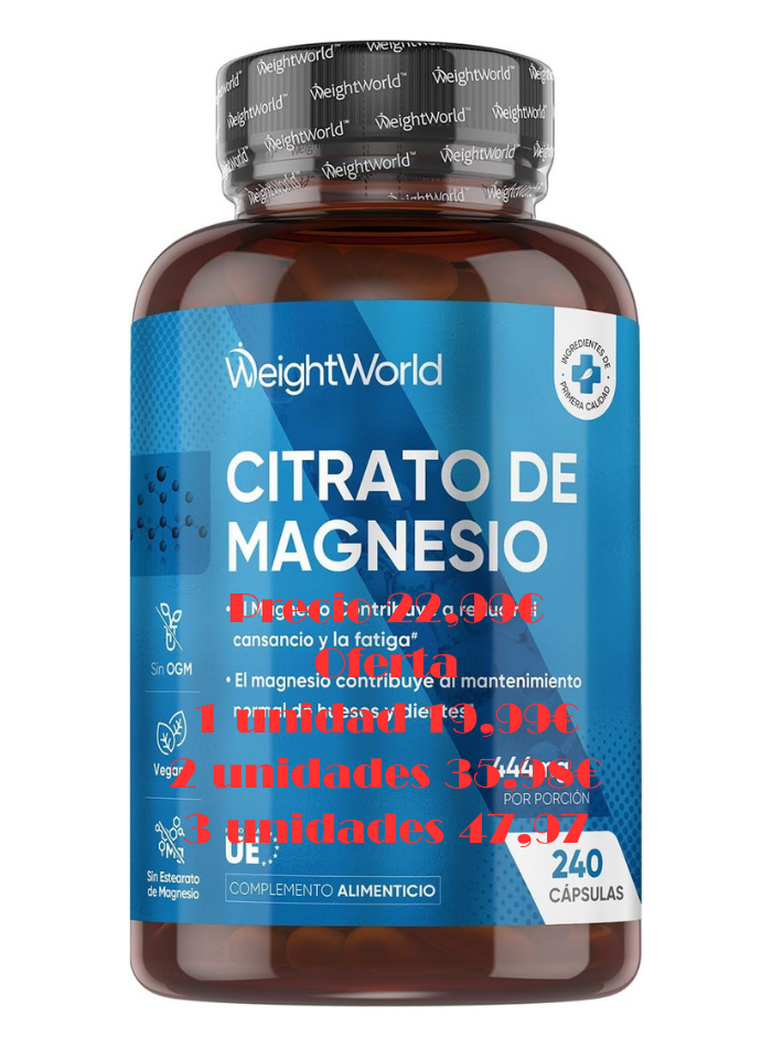 WeightWorld Citrato de Magnesio 444mg - 240 Cápsulas Veganas