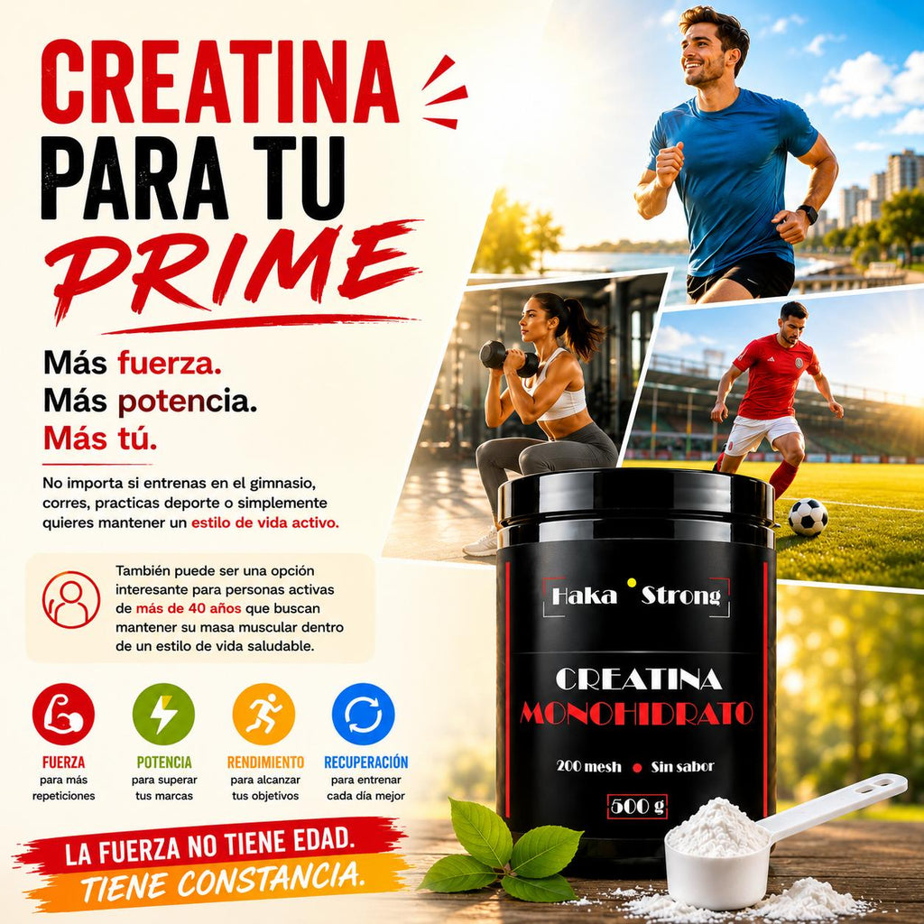 Creatina Monohidrato 500 g Haka Strong. Sin Sabor - Incluye Dosificador