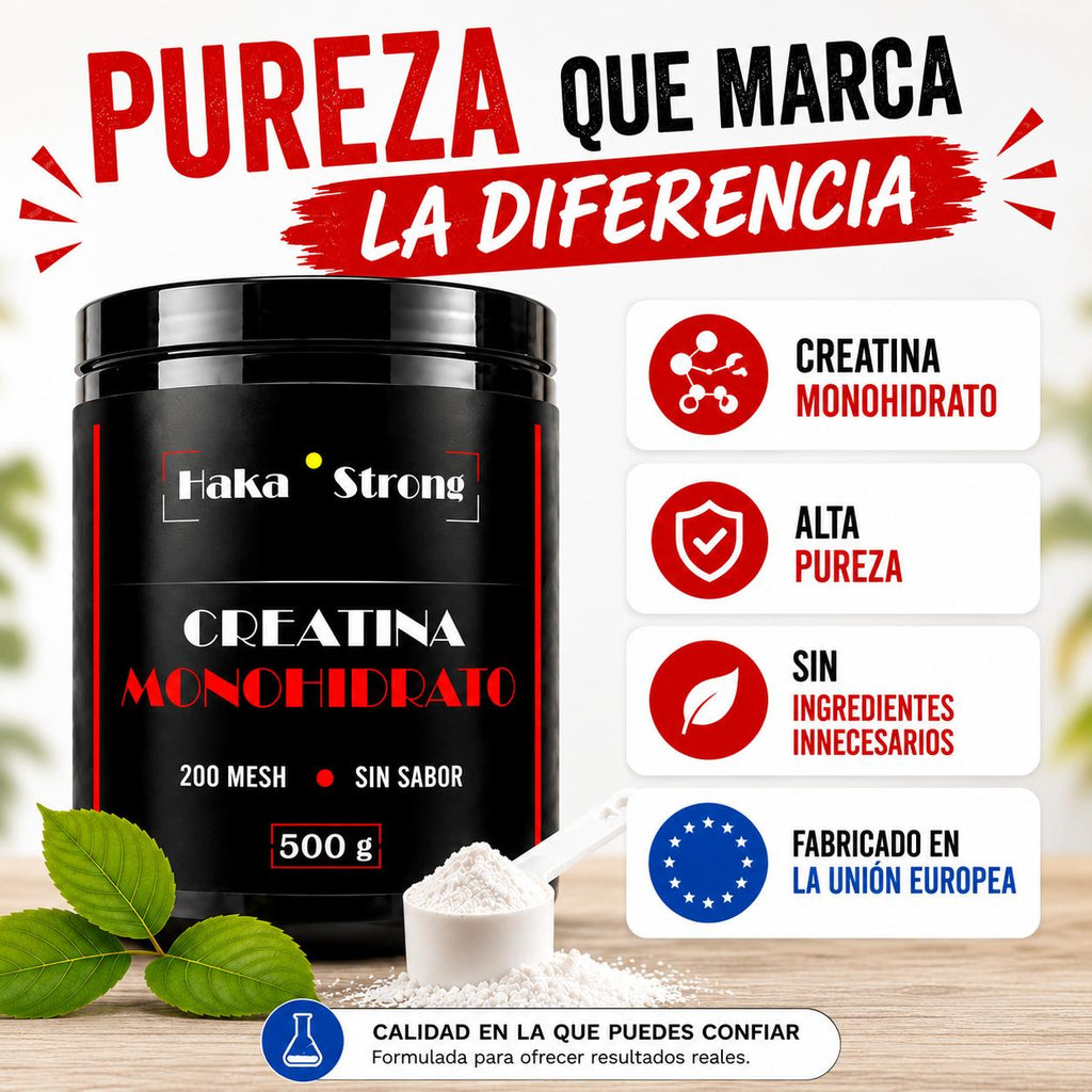 Creatina Monohidrato 500 g Haka Strong. Sin Sabor - Incluye Dosificador