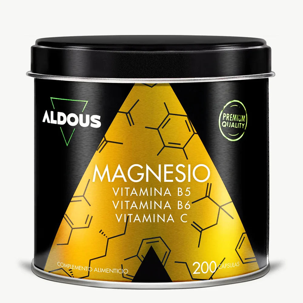 Aldous Citrato de Magnesio con Vitamina C, B5 y B6 | 200 Cápsulas | Vegano, Sin GMO