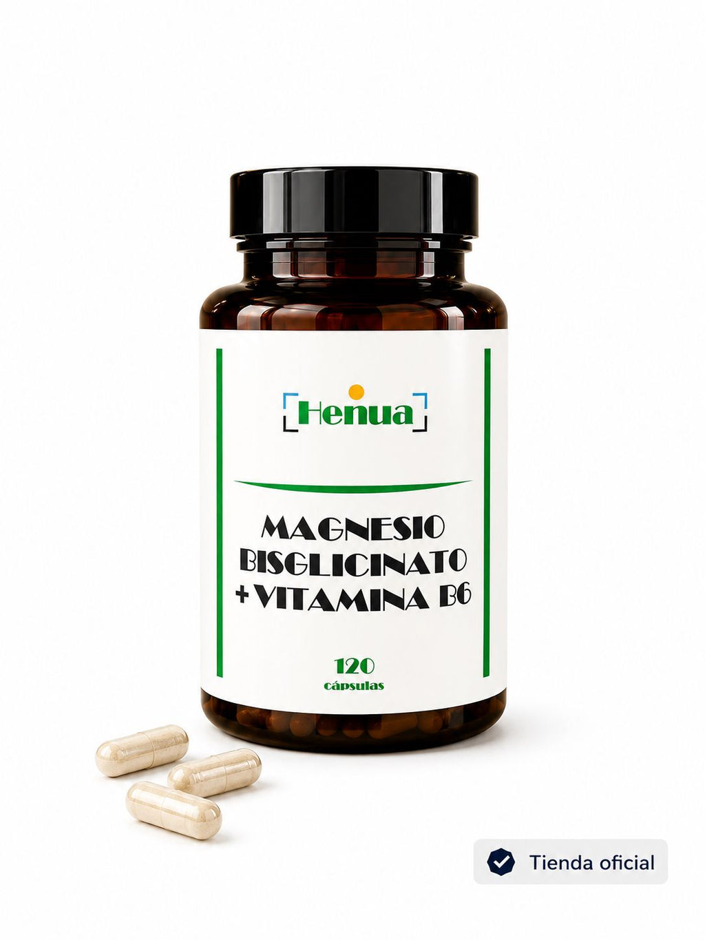 Magnesio Bisglicinato con Vitamina B6 Henua - 120 Cápsulas - Alta Absorción - Sistema Nervioso y Función Muscular
