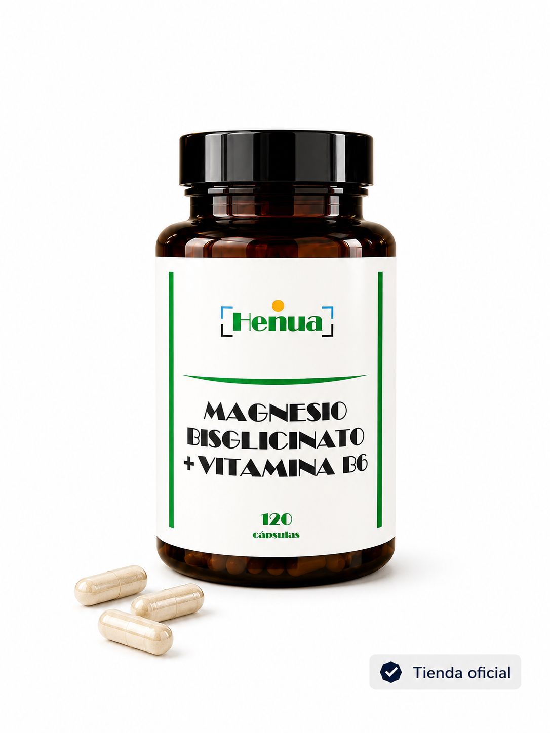 Magnesio Bisglicinato con Vitamina B6 Henua - 120 Cápsulas - Alta Absorción - Sistema Nervioso y Función Muscular