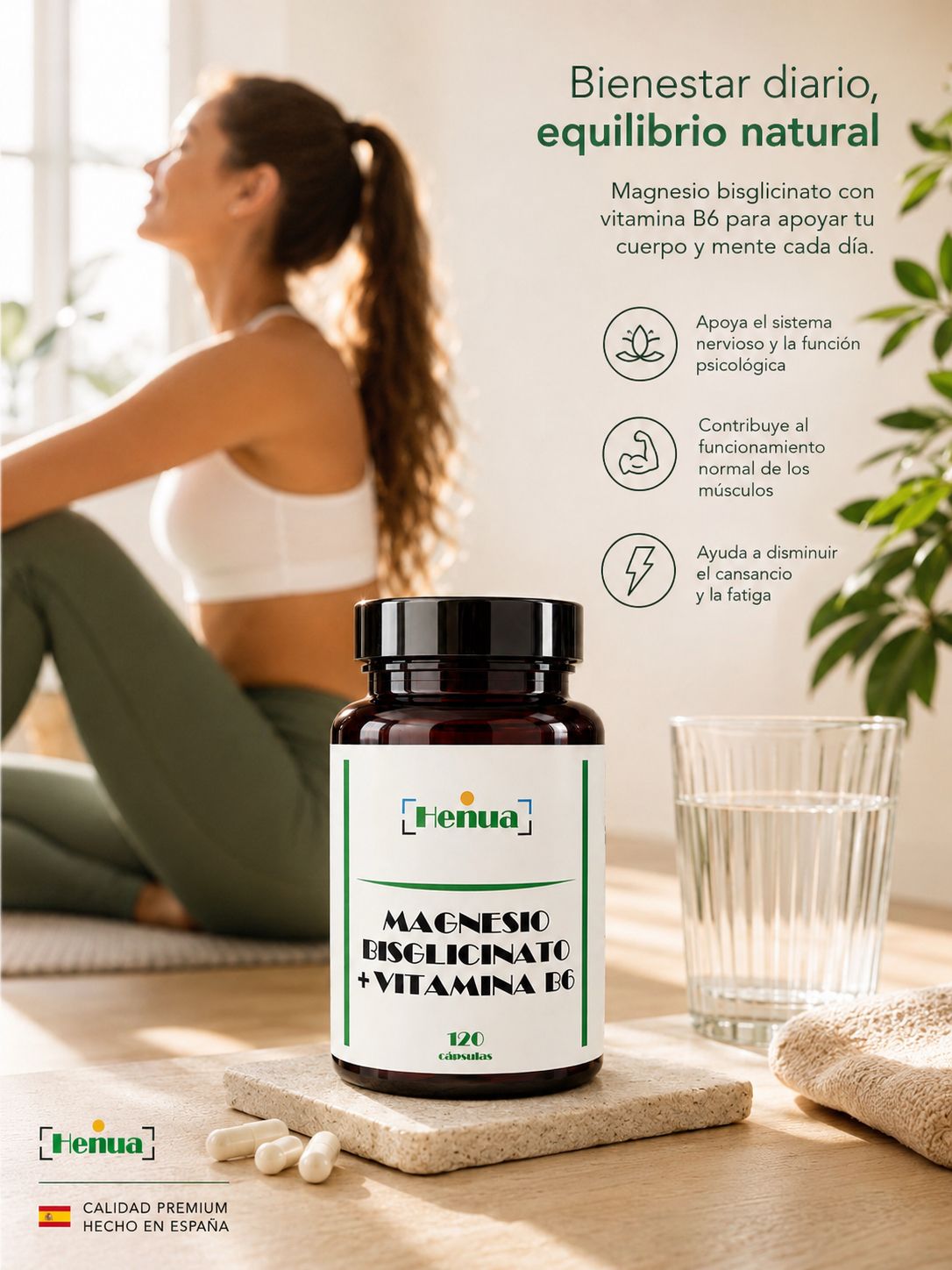 Pack Estrés, Relajación, Descanso y Recuperación Henua - Ashwagandha Extracto de Raíz 120 Cápsulas + Magnesio Bisglicinato con Vitamina B6 120 Cápsulas