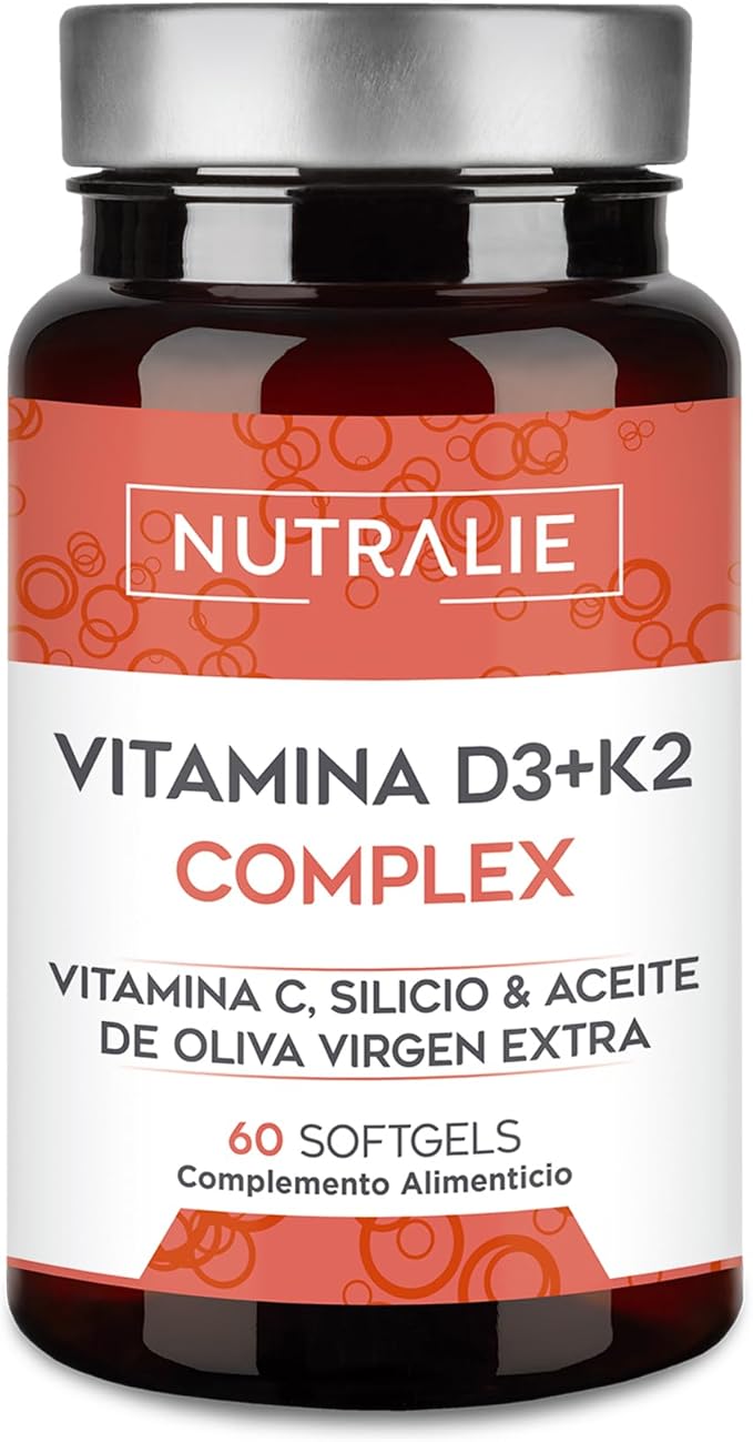 Nutralie Vitamin D3+K2 Complex with Vitamin C, Silicon and Extra Virgin Olive Oil - 60 Softgels
