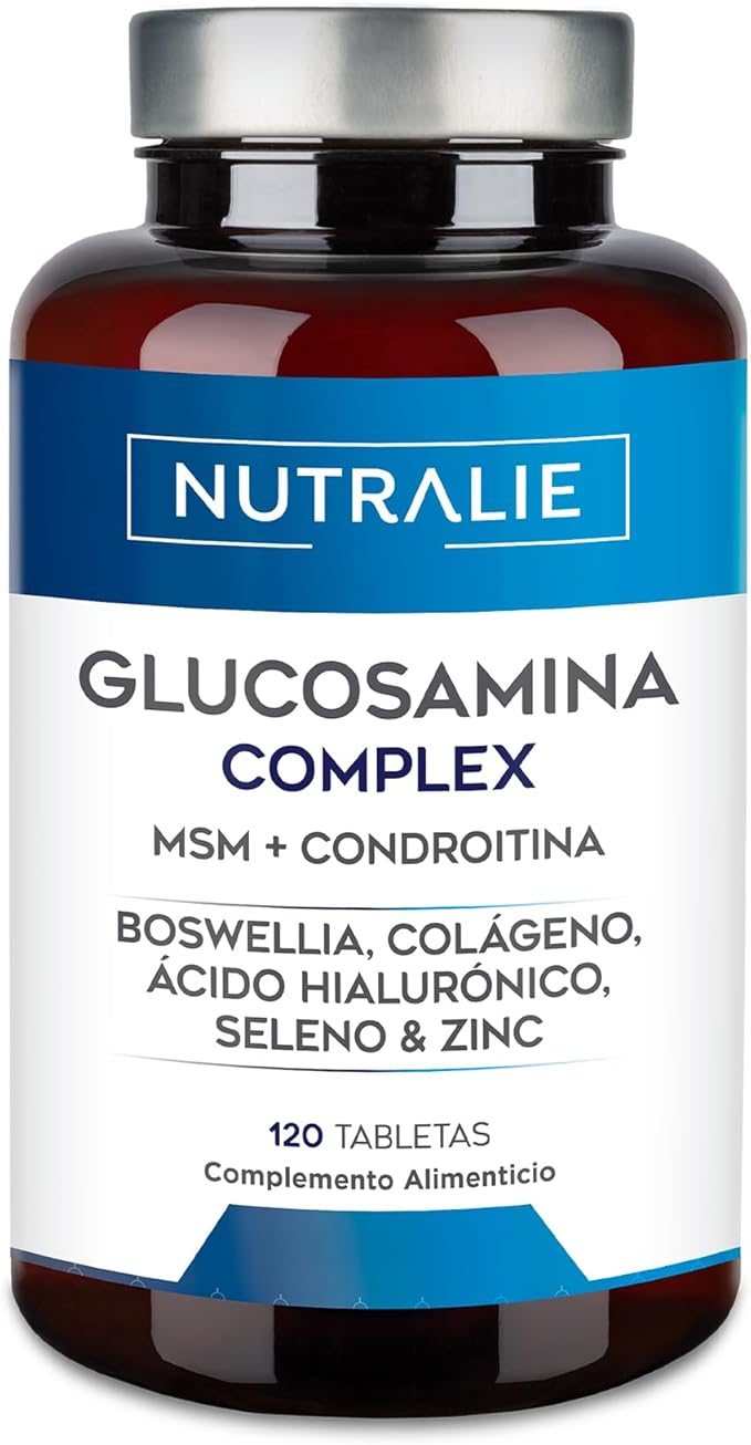 Glucosamina con Condroitina y MSM – Dolor Articular y Cartílago – Colágeno + Ácido Hialurónico – Flexibilidad y Movilidad – 120 Tabletas Nutralie