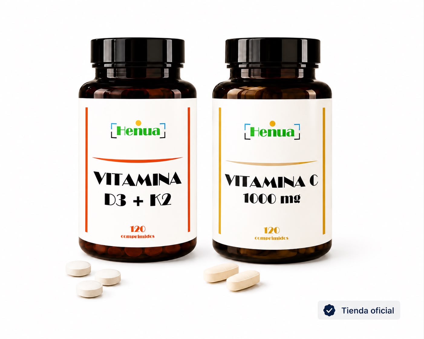 Pack Defensas Todo el Año Henua - Vitamina C 1000 mg 120 Comprimidos + Vitamina D3 + K2 120 Comprimidos