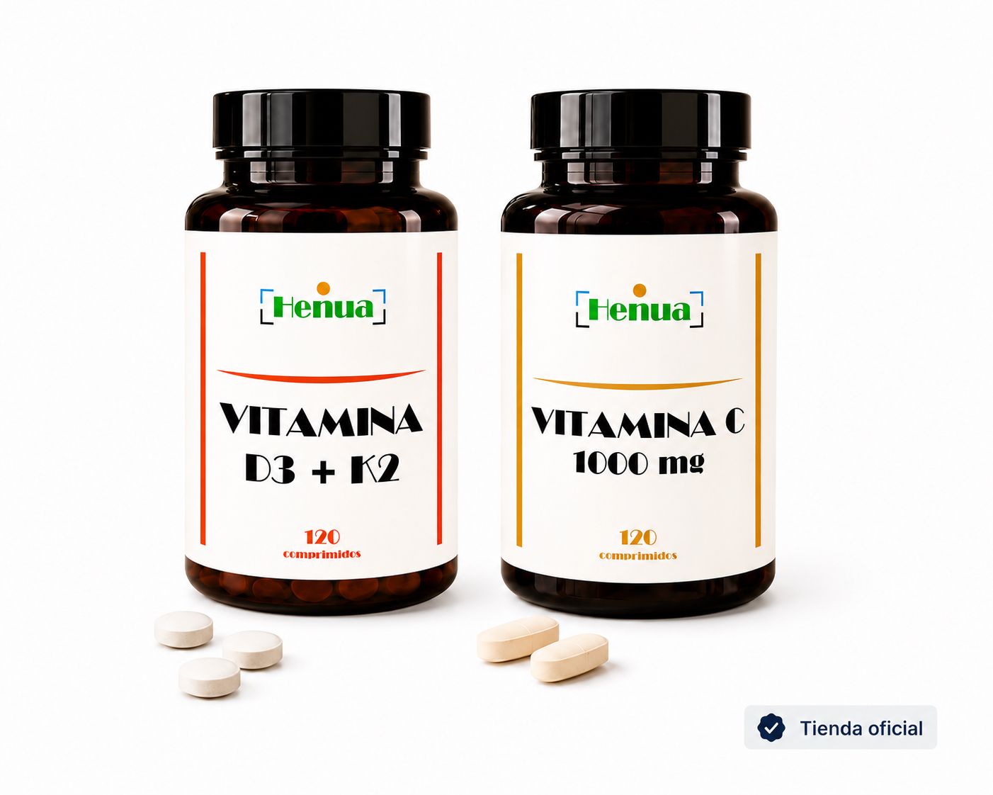 Pack Defensas Todo el Año Henua - Vitamina C 1000 mg 120 Comprimidos + Vitamina D3 + K2 120 Comprimidos