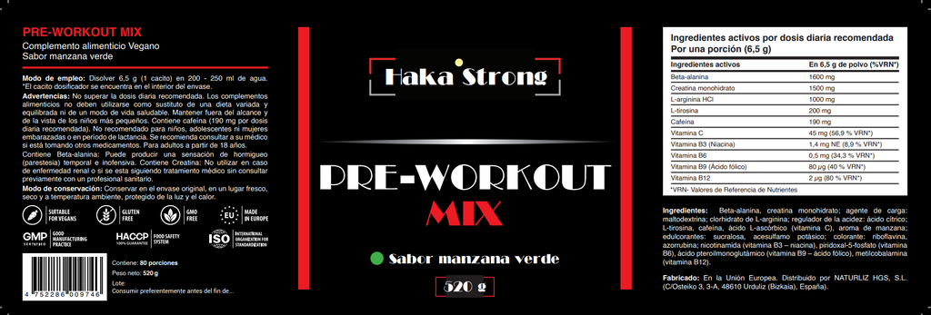 Pre-Workout Mix 520 g Haka Strong - Pre Entreno