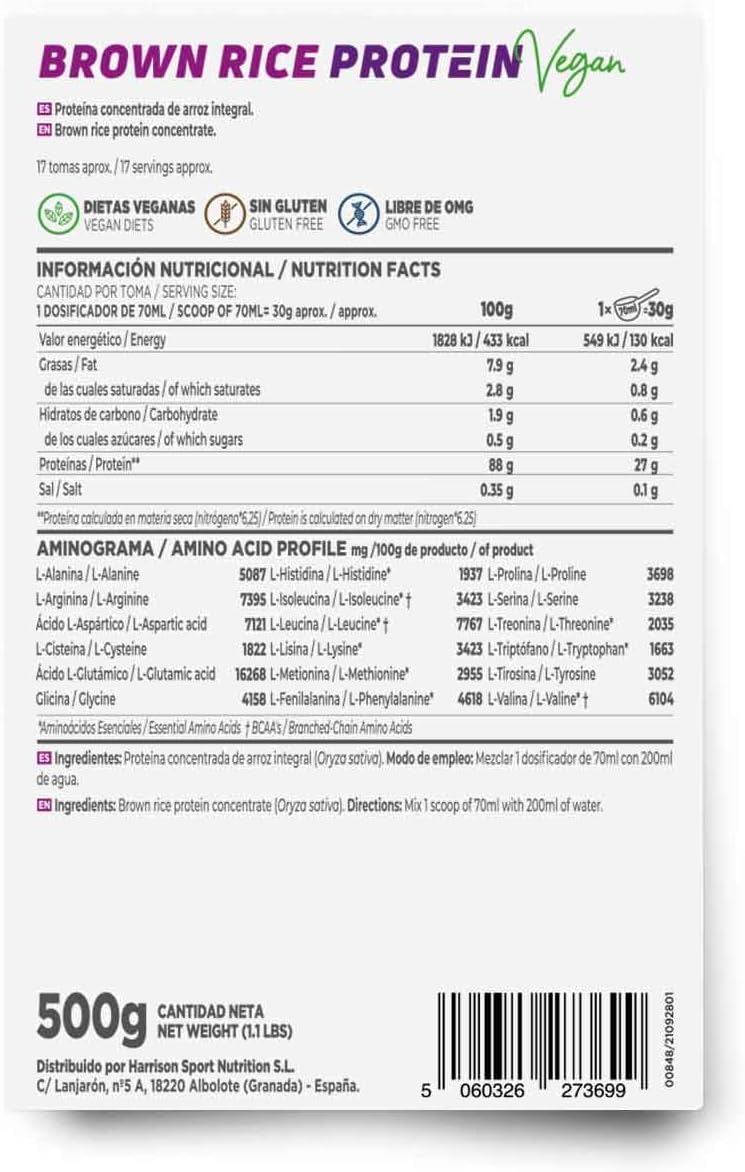 Concentrated Brown Rice Protein 500g - Unflavored