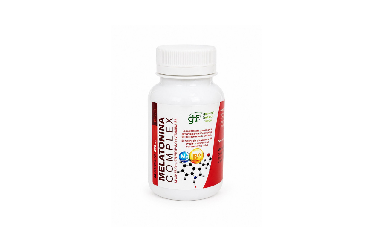 Melatonina Complex con Magnesio, L-Triptófano y Vitamina B6 550mg | 60 Cápsulas | GHF