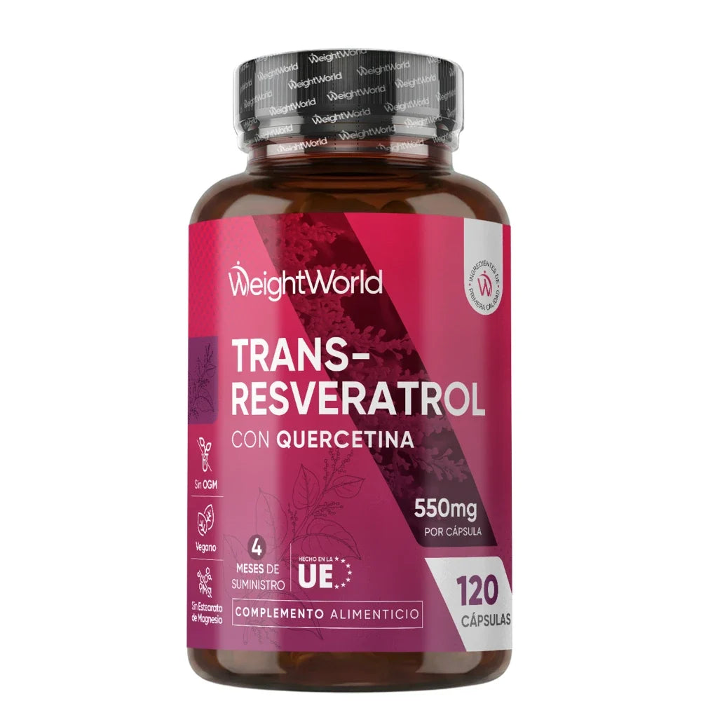 Trans-Resveratrol con Quercetina WeightWorld 550 mg, 120 cápsulas
