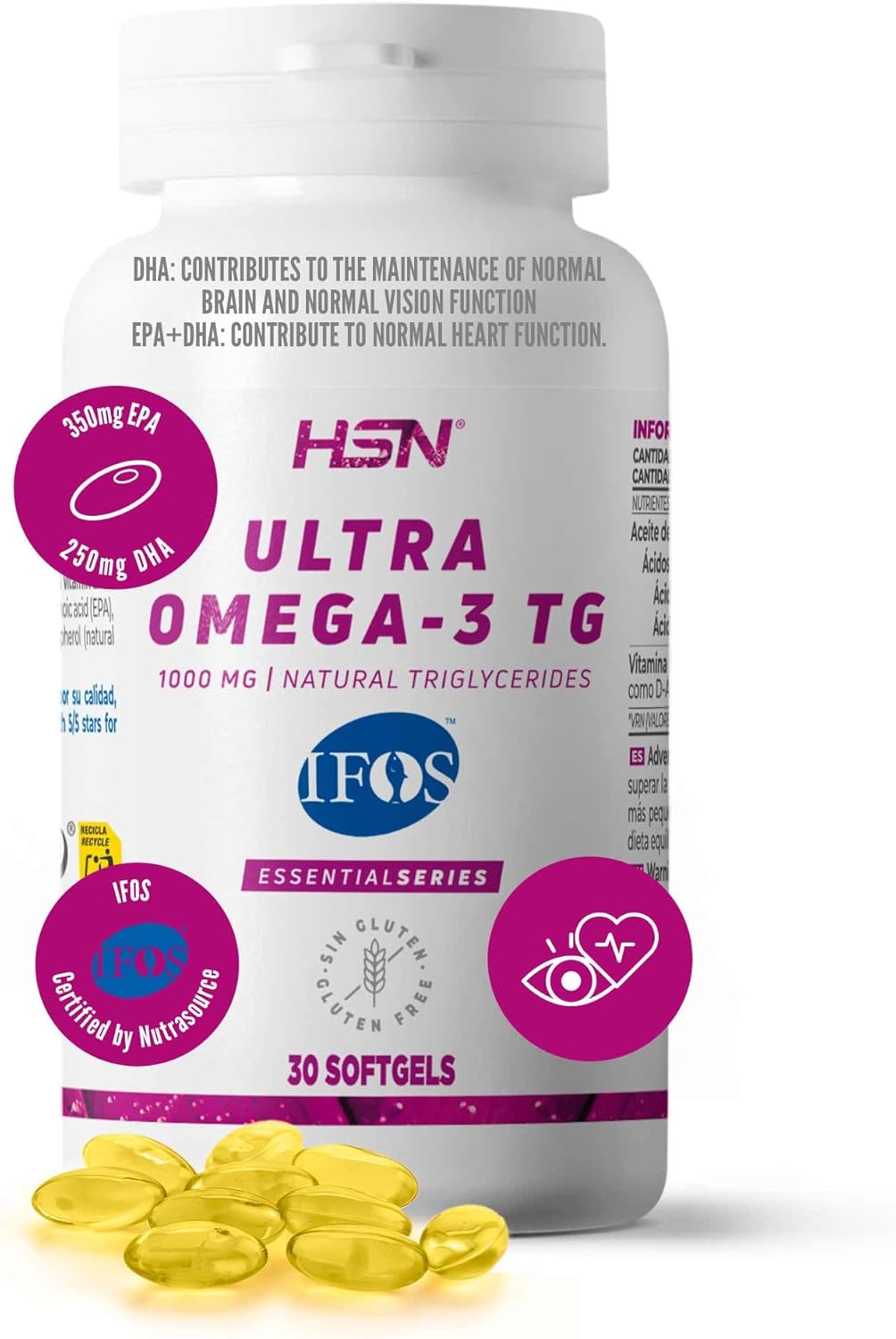 HSN Ultra Omega-3 TG IFOS 1000mg - 30 Perlas (Certificado 5 Estrellas)