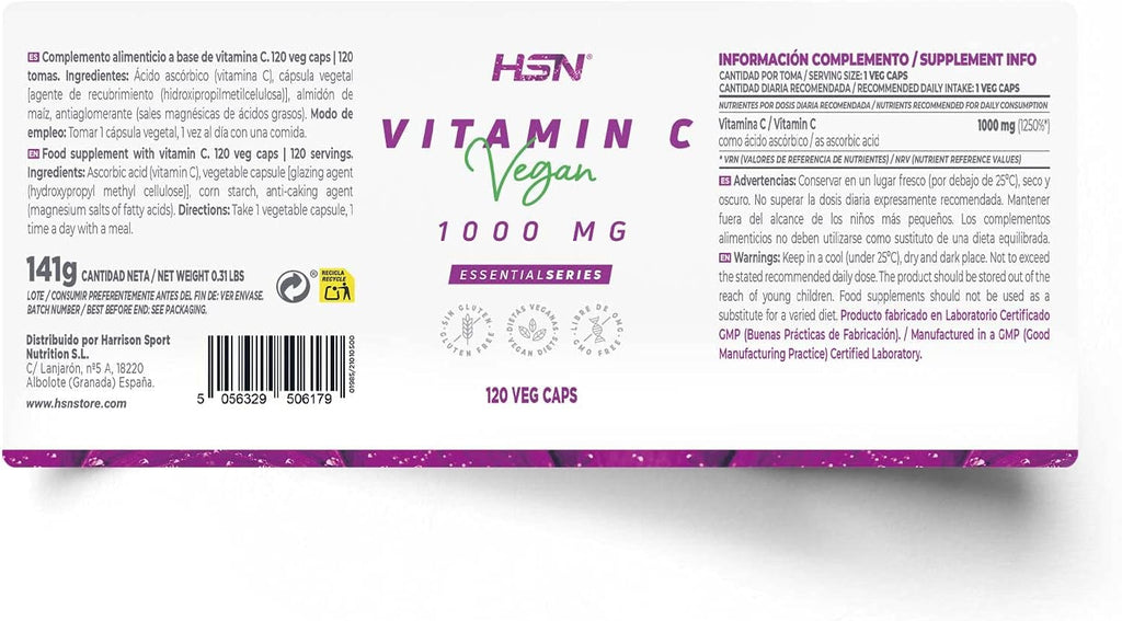 Vegan Vitamin C 1000mg - 120 Vegan Capsules
