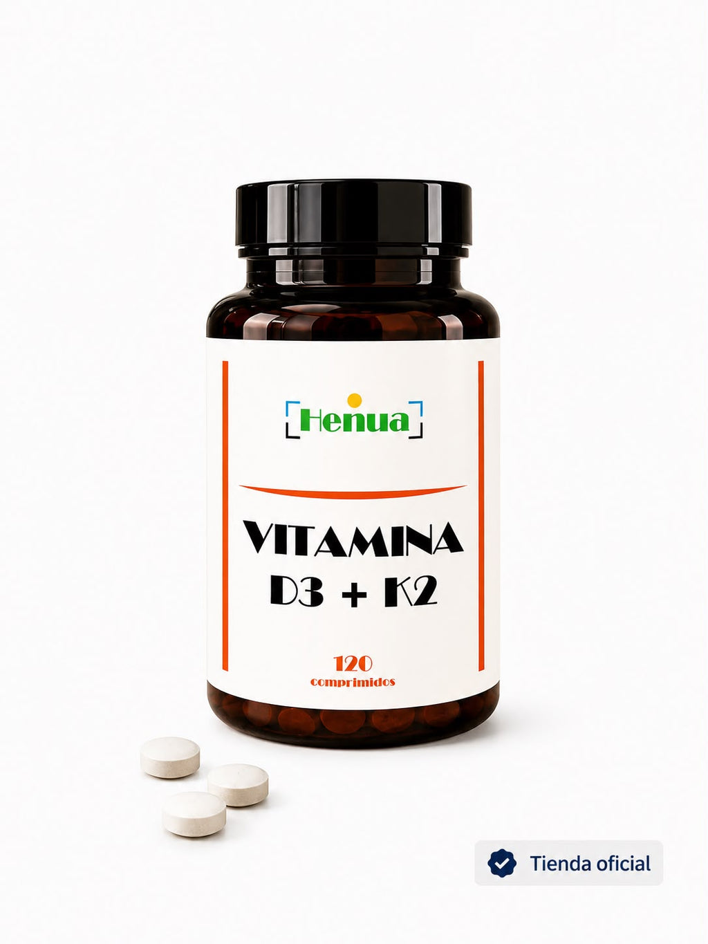 Vitamina D3 + K2 Henua - 120 Comprimidos - Salud Ósea y Muscular - Apoyo al Sistema Inmunitario