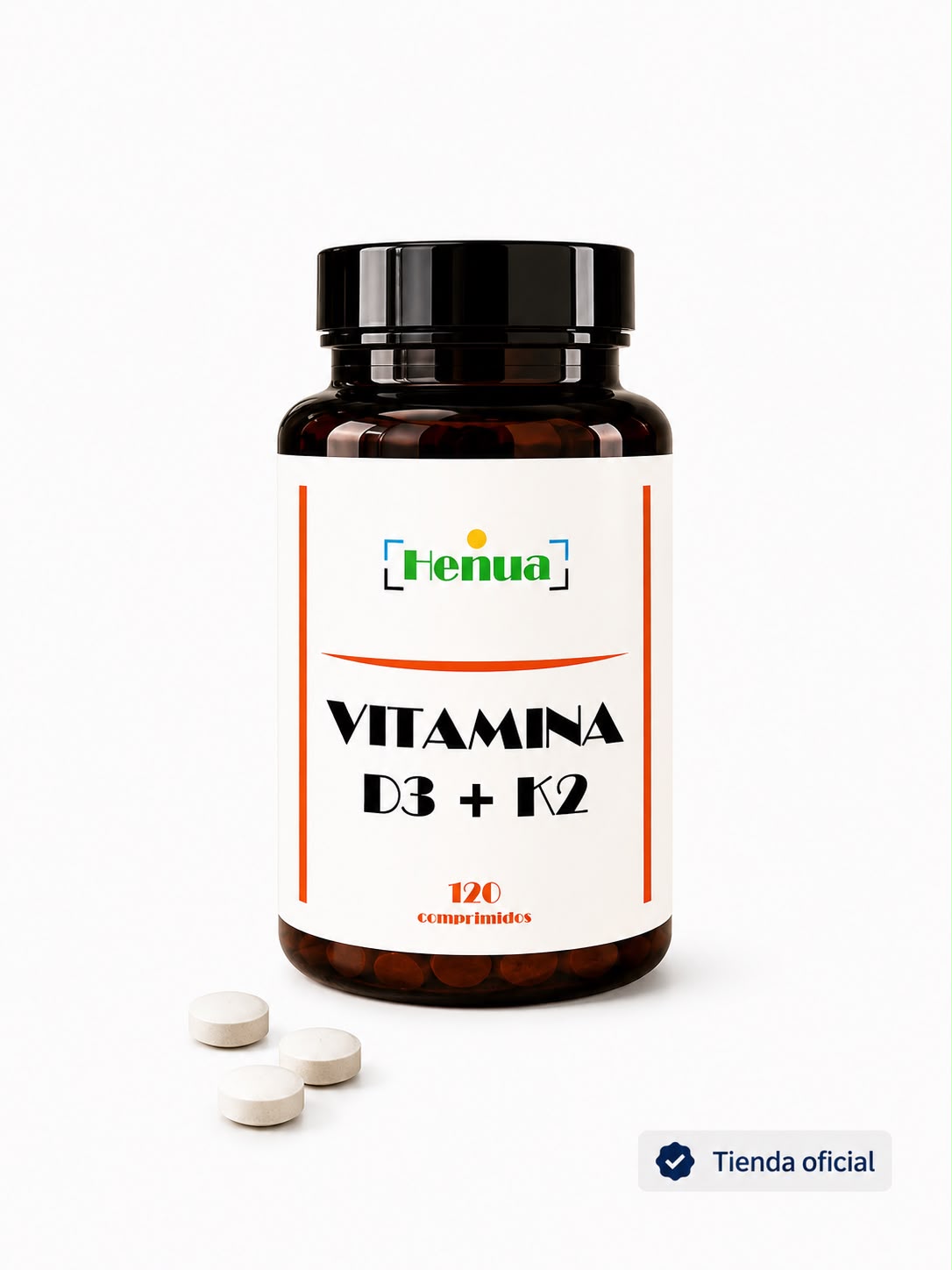 Vitamina D3 + K2 Henua - 120 Comprimidos - Salud Ósea y Muscular - Apoyo al Sistema Inmunitario
