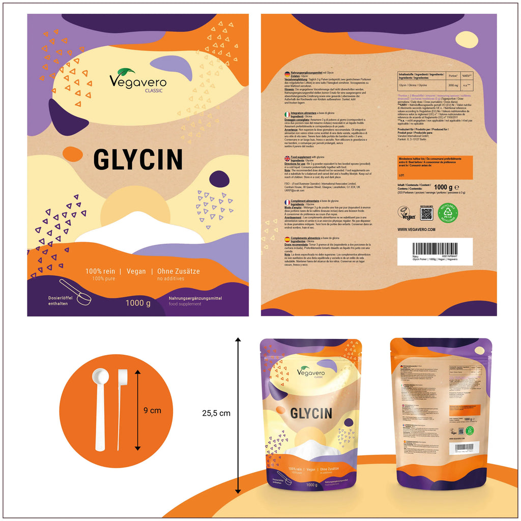 VEGAVERO Glicina en Polvo. 1 kg por envase.