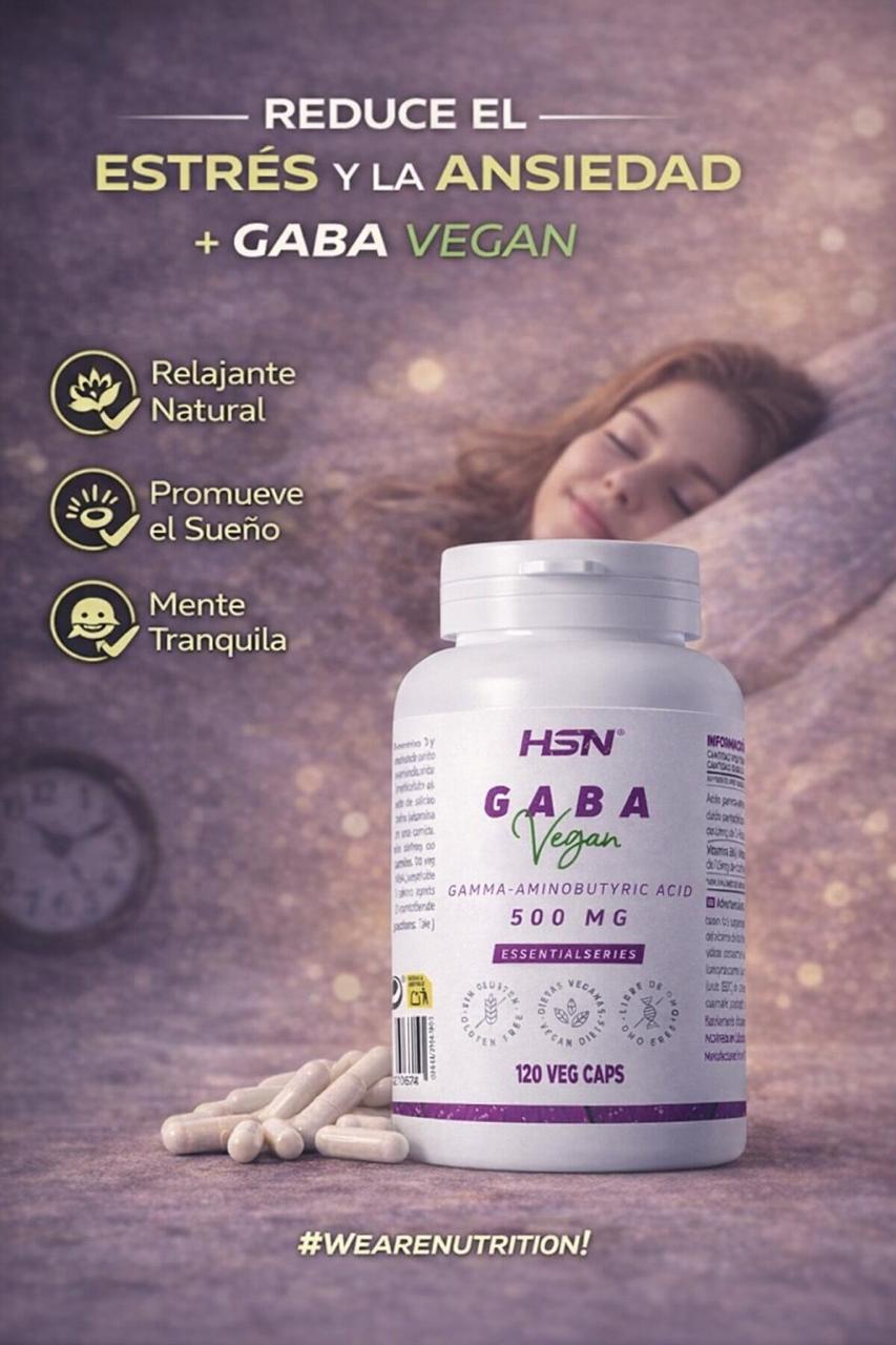 HSN GABA 500mg Vegan + Vitaminas B6 y Ácido Pantoténico - 120 cápsulas