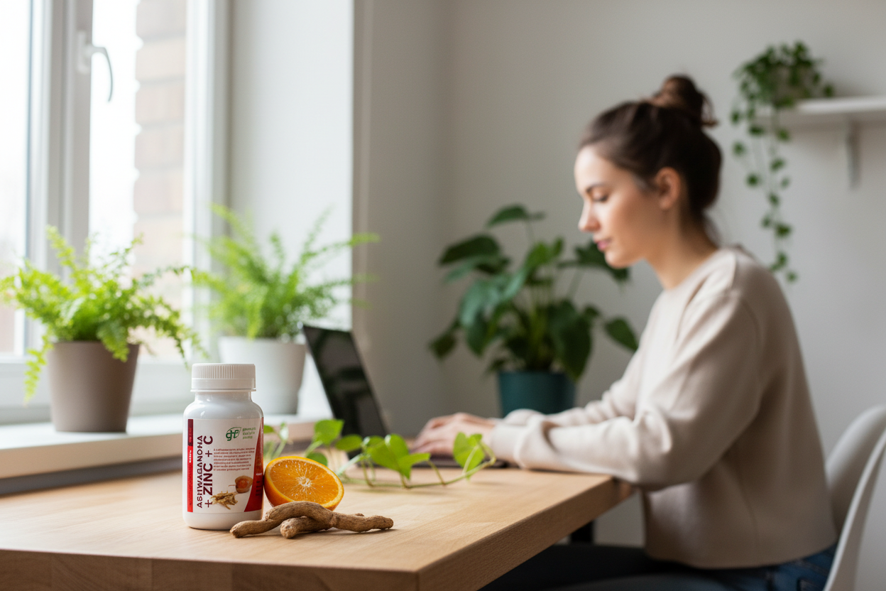 Ashwagandha + Zinc + Vitamina C 570mg | 60 Cápsulas | GHF