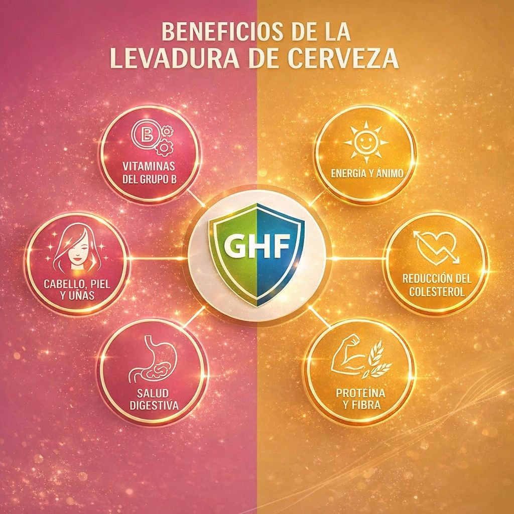 GHF Levadura de Cerveza 500mg Rica en Proteínas, Fibra, Hierro y Vitaminas B - 250 Comprimidos