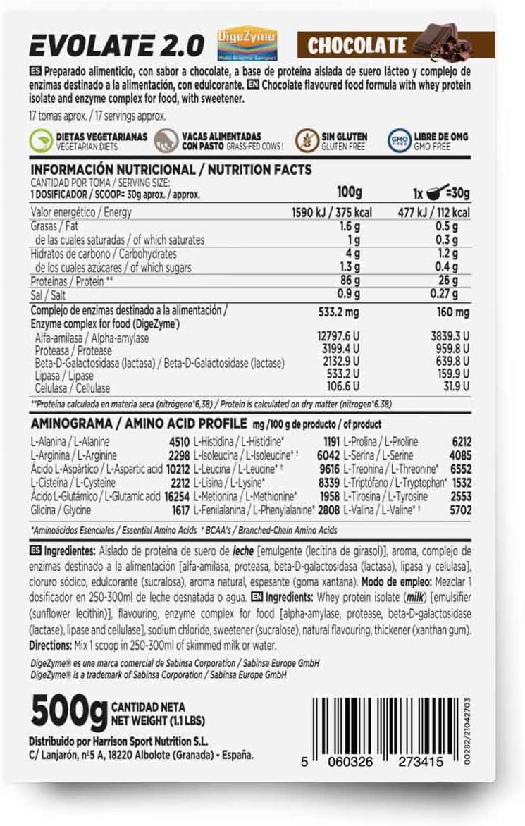 HSN Evolate 2.0 (Whey Isolate CFM) 500g - Fresa y chocolate blanco