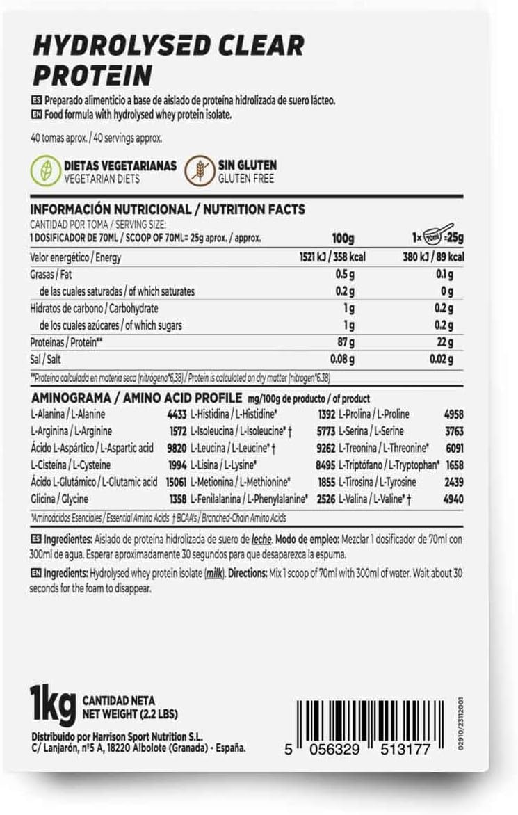 HSN Aislado de Proteína Hidrolizada Clear Whey 500g