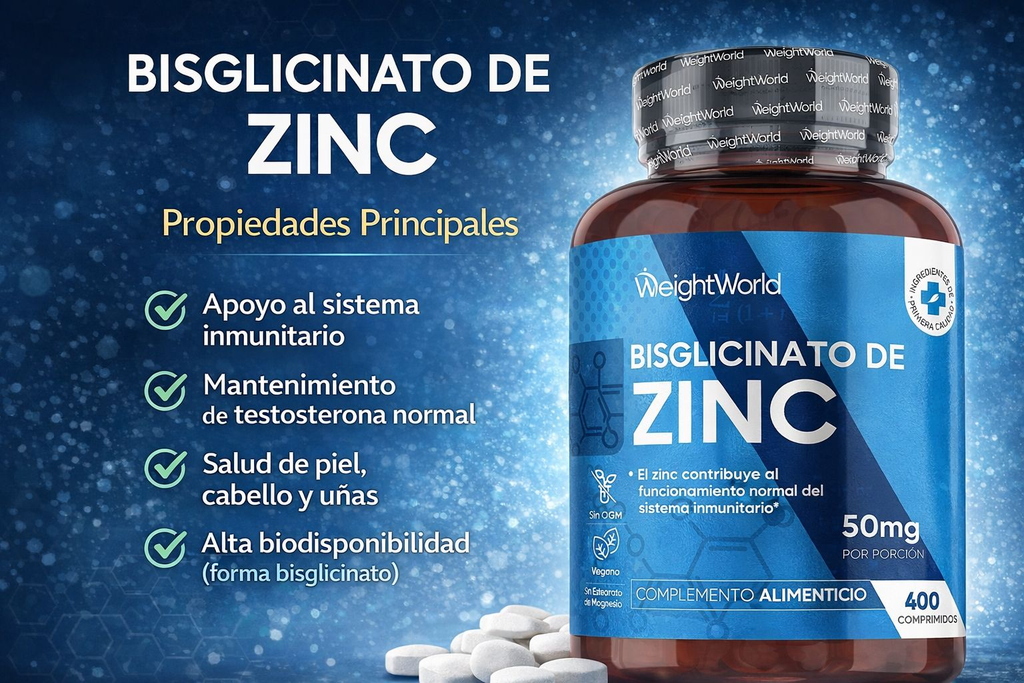 WeightWorld Bisglicinato de Zinc 50mg - 400 Comprimidos