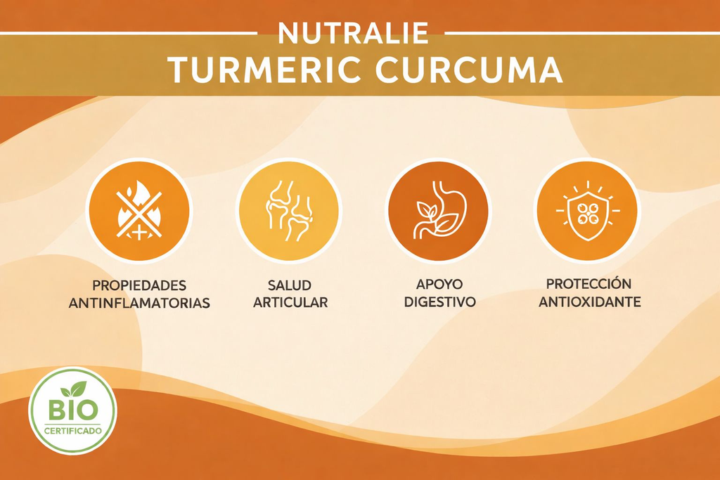 Cúrcuma con Pimienta Negra y Jengibre – Antiinflamatorio Natural – Articulaciones, Digestión y Antioxidante – 120 Cápsulas Nutralie