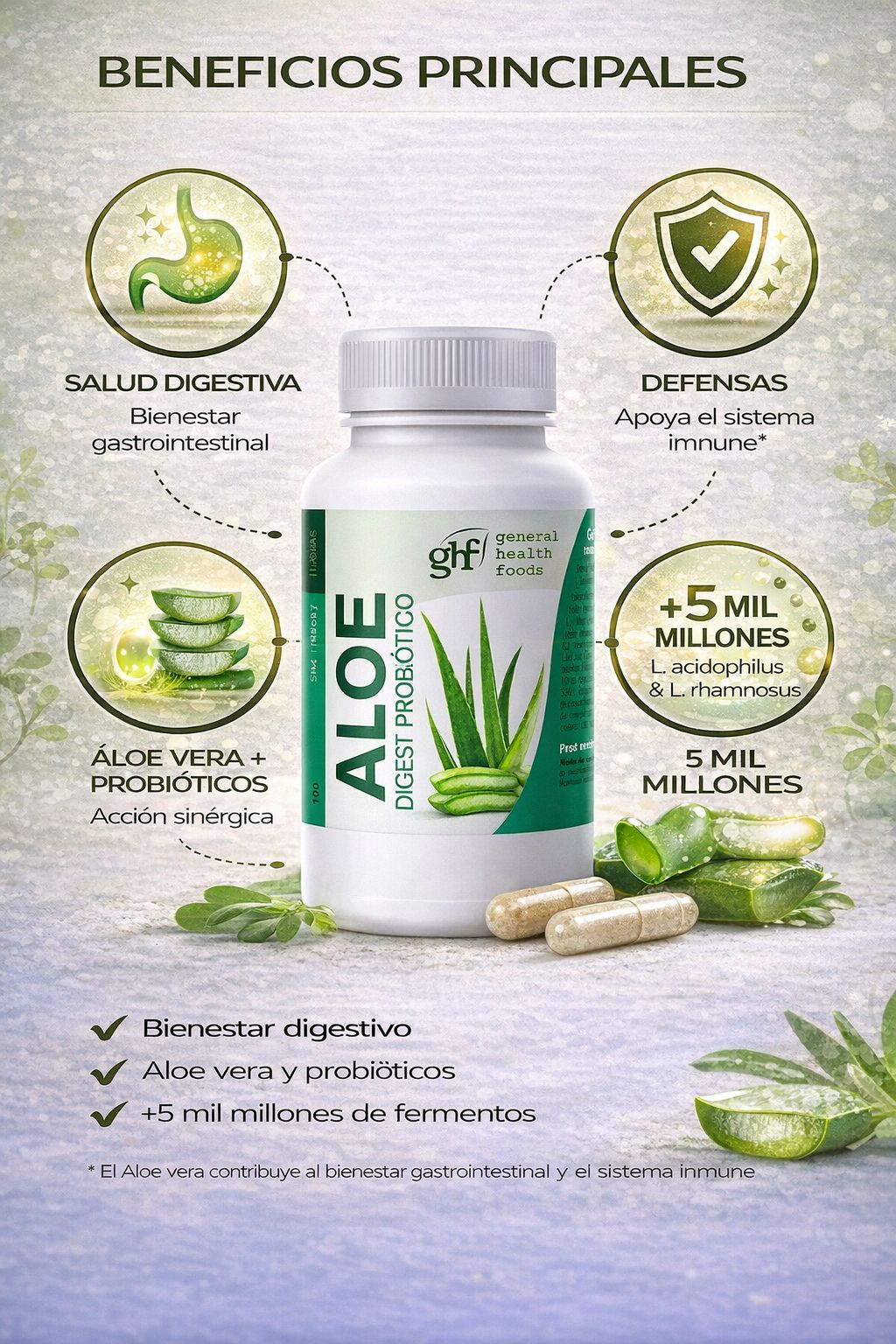 GHF Aloe Vera Masticable 1g 100 comprimidos